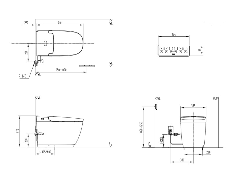 Bản Vẽ Kỹ Thuật Bồn Cầu Inax Saras Auto Open Ac-819Vn