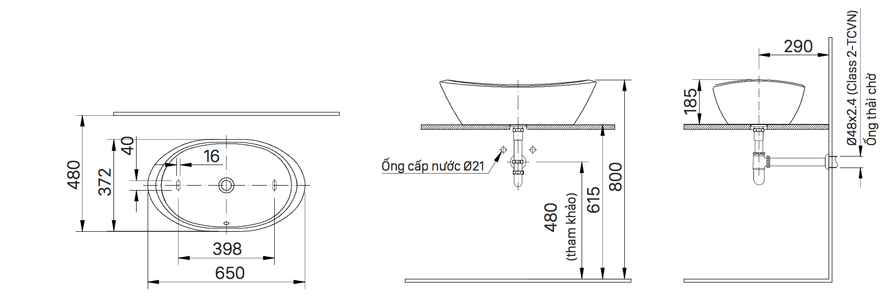 Bản Vẽ Kỹ Thuật Của Lavabo Đặt Bàn  Al-465V Của Inax