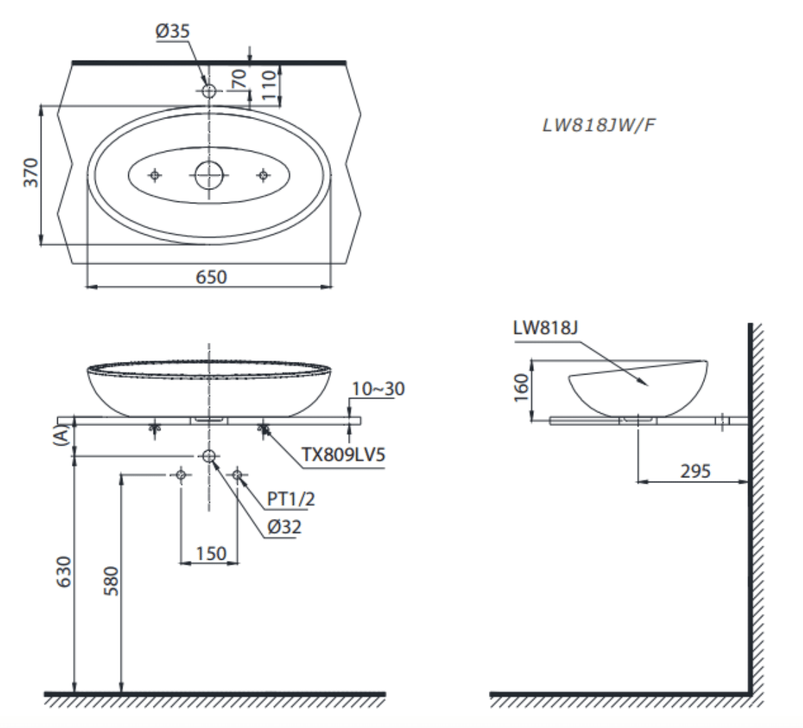 Chậu lavabo đặt bàn TOTO LW818JW/F Chậu Lavabo Đặt Bàn Toto Lw818Jw/F - Ảnh 7