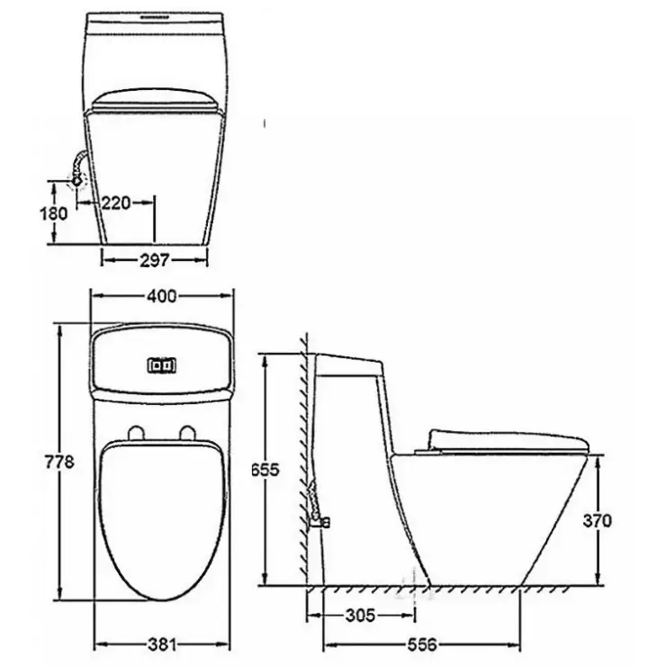 Bản Vẽ Kỹ Thuật Bàn Cầu 1 Khối Grohe 39316000 Dòng Projectline - Nhà Tắm Việt