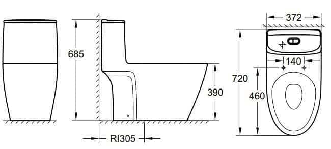 Bản Vẽ Kỹ Thuật Bàn Cầu 1 Khối Bau Ceramic Grohe 39990000 - Nhà Tắm Việt