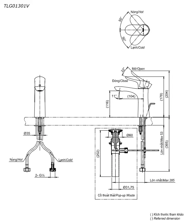 Bản Vẽ Vòi Lavabo Nóng Lạnh Go Toto Tlg01301V - Nhà Tắm Việt
