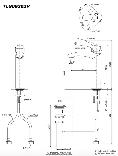 Bản Vẽ Kỹ Thuật Của Vòi Lavabo Toto Tlg09303V - Nhà Tắm Việt