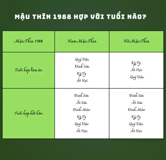Tuổi Mậu Thìn sinh năm 1988 mệnh gì? Hợp màu gì? 1988 hợp tuổi nào? Người Sinh Năm 1988 Hợp Với Tuổi Nào? Tìm Hiểu Bài Viết Tại Nhà Tắm Việt