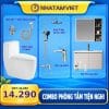 Mua Combo thiết bị vệ sinh tiện nghi 14.920k chính hãng tại Nhà Tắm Việt. Combo bao gồm: bồn cầu 1 khối, bộ tủ lavabo + tủ gương led có sấy, sen tắm phím đàn, vòi lavabo, vòi xịt vệ sinh,....